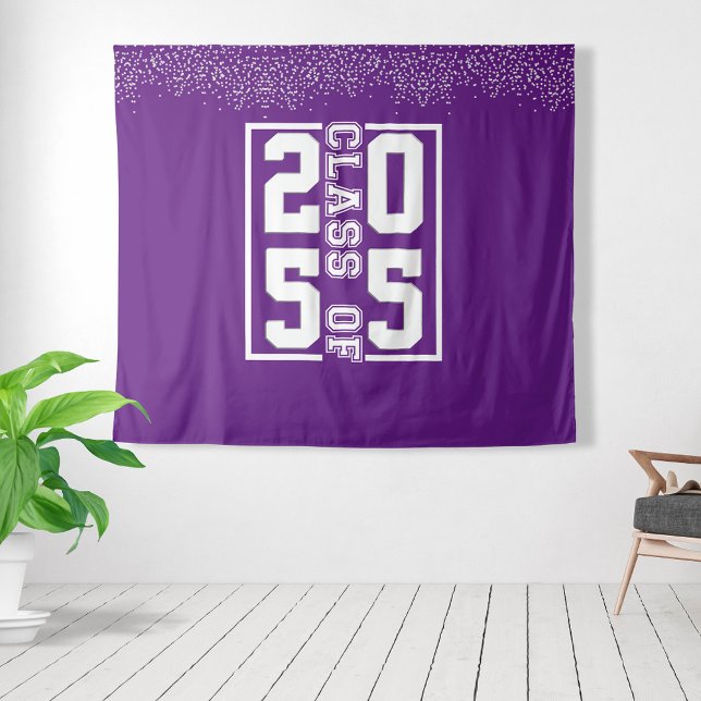 Purple White Graduation Class of Sporty Typography Tapestry (Creator Uploaded)