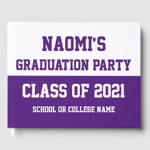 Purple & White Graduation Party Class of 2024 Guest Book