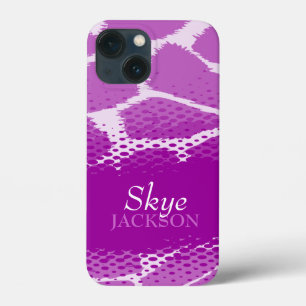 Purple white graphic animal pattern iPhone 13 mini case