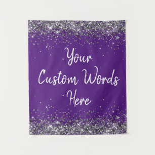Purple White Grey Birthday Party Photo Booth Prop  Tapestry