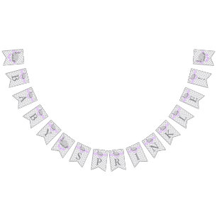 Purple, White Grey Elephant Baby Sprinkle Bunting