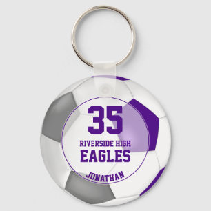 purple white grey soccer ball kids' team spirit key ring
