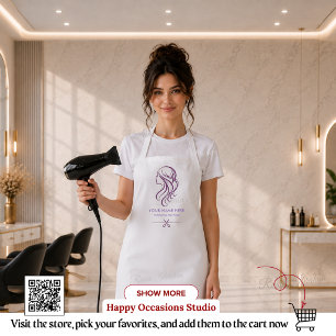 Purple White Hair Stylist Scissors Apron