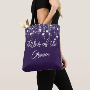 Purple & White Hanging Lights Mother of the Groom Tote Bag
