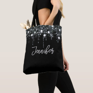 Purple & White Hanging Lights Personalised Tote Bag