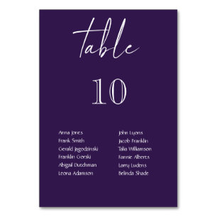 Purple & White Hanging Lights Personalised Wedding Table Number