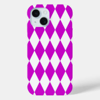 Purple White Harlequin Diamonds Checkers Design