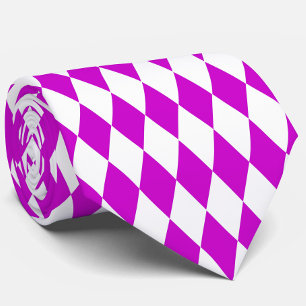Purple White Harlequin Diamonds Checkers Design Tie