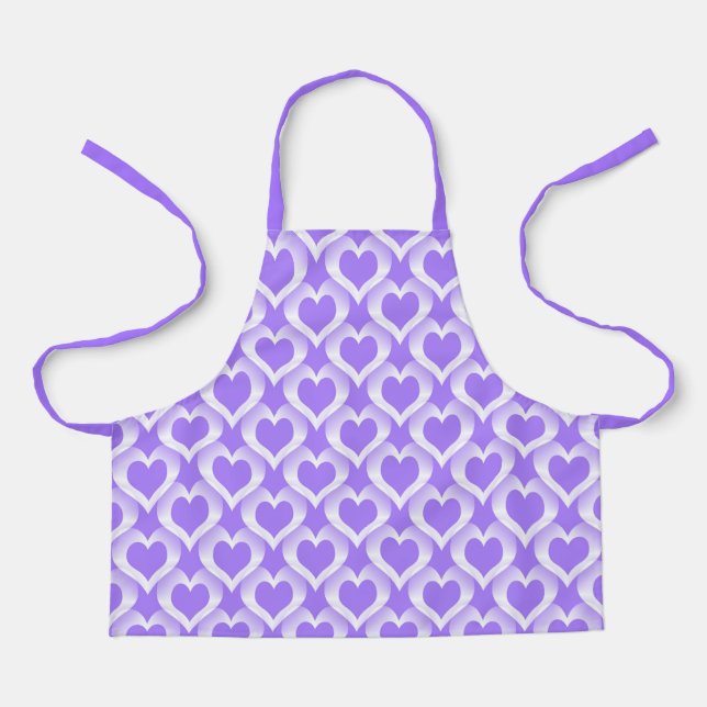 Purple White Hearts Pattern Apron (Front)