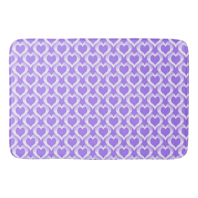 Purple White Hearts Pattern Bath Mat (Front)