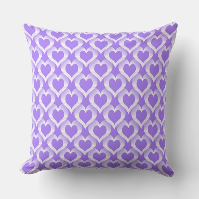 Purple White Hearts Pattern Cushion (Front)