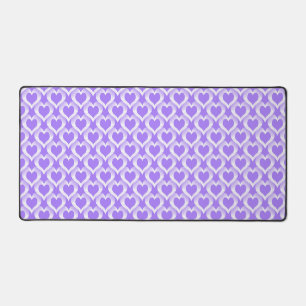 Purple White Hearts Pattern Desk Mat