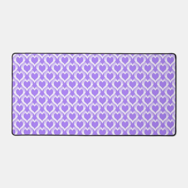 Purple White Hearts Pattern Desk Mat (Front)
