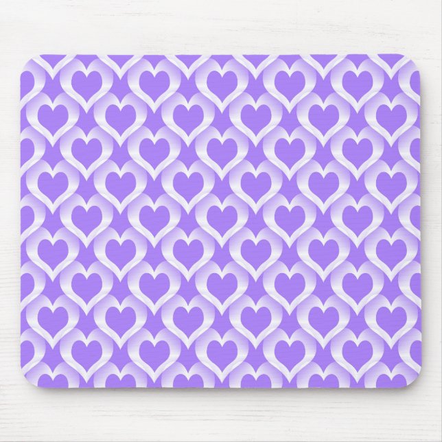 Purple White Hearts Pattern Mouse Pad (Front)