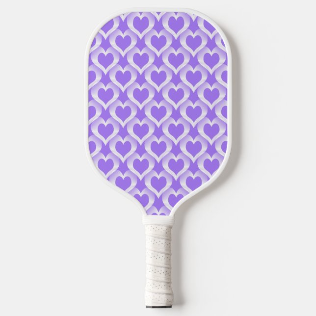 Purple White Hearts Pattern Pickleball Paddle (Front)