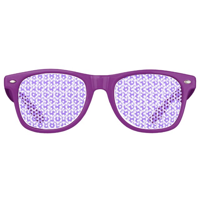 Purple White Hearts Pattern Retro Sunglasses (Front)
