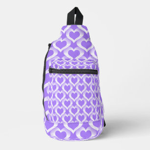 Purple White Hearts Pattern Sling Bag
