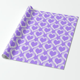 Purple White Hearts Pattern Wrapping Paper