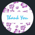 Purple White Hibiscus Flower Floral Party Sticker<br><div class="desc">Purple White Hibiscus Flower Floral Party Sticker. Customise with any text.</div>