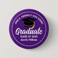 Purple White High School Graduate Custom Name Tag