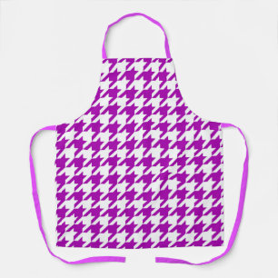 Purple White Houndstooth Check Apron