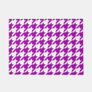 Purple White Houndstooth Check Doormat