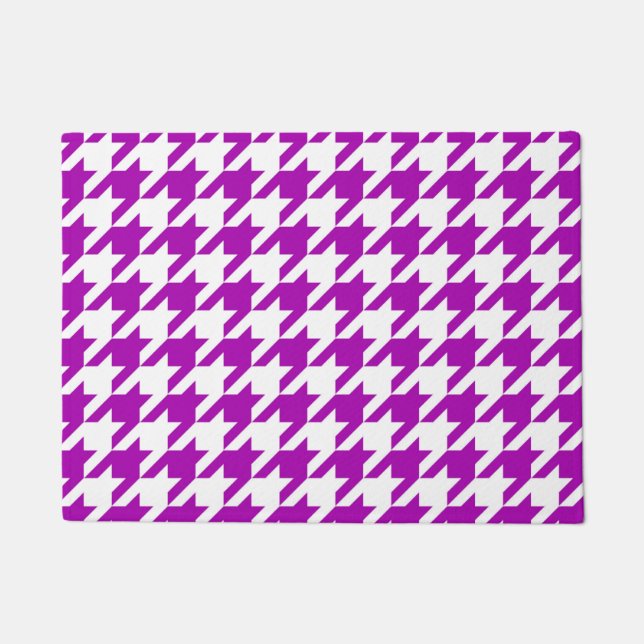 Purple White Houndstooth Check Doormat (Front)