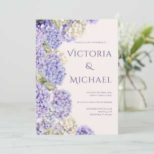 Purple White Hydrangeas Elegant Modern Wedding Invitation