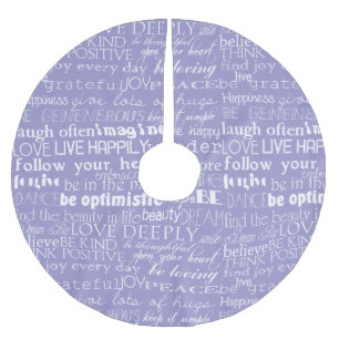 Purple White Inspirational Words Christmas Brushed Polyester Tree Skirt