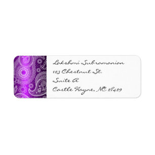 Purple & White Lace Paisley Return Address Label