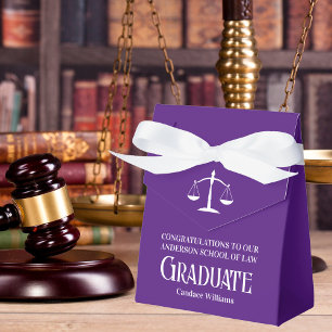 Purple White Law School Custom Graduation Party Favour Box