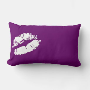 Purple white lip smooch decorative pillow