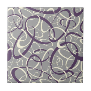 purple white loops on grey geometric pattern ceramic tile