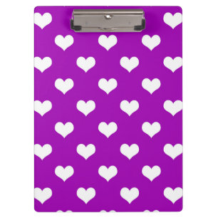 Purple White Love Heart Pattern Design  Clipboard