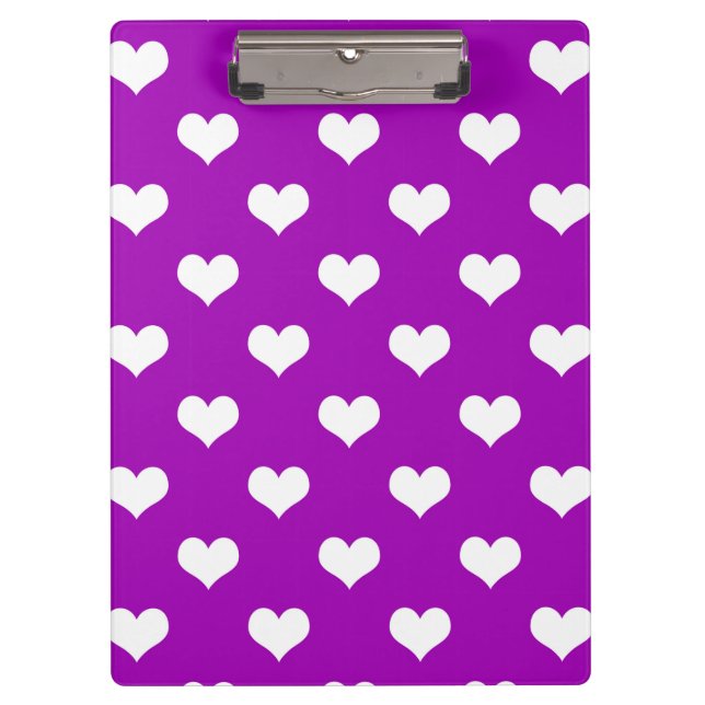 Purple White Love Heart Pattern Design  Clipboard (Front)