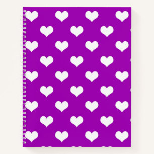 Purple White Lovely Hearts Design Notebook
