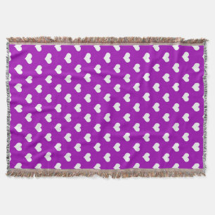 Purple White Lovely Hearts Design Throw Blanket