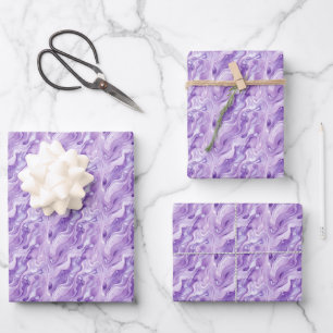 Purple & White Marble  Wrapping Paper Sheet