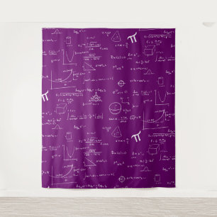 Purple White Mathematic Formulas Equations Tapestry