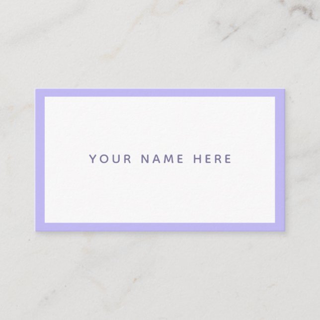 Purple White Minimal Pastel Lavender  Business Card (Front)