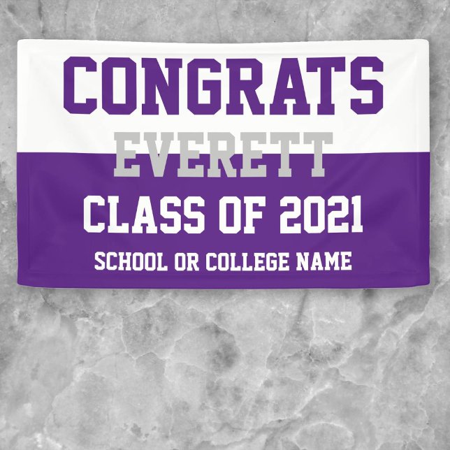 Purple & White Minimalist Graduation Party Banner (Creator Uploaded)