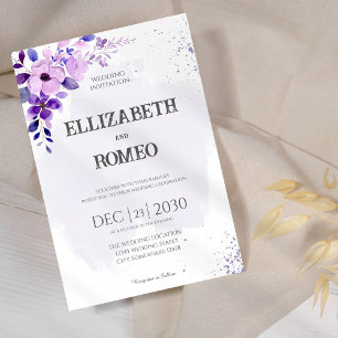 Purple White Minimalist Wedding Invitations