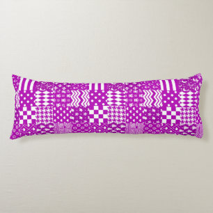 Purple White Mixed Patterns Patchwork Design Body Cushion