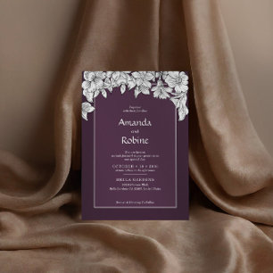 Purple White Modern Simple Wedding Invitation