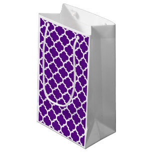 Purple White Moroccan Quatrefoil Pattern #5 Small Gift Bag