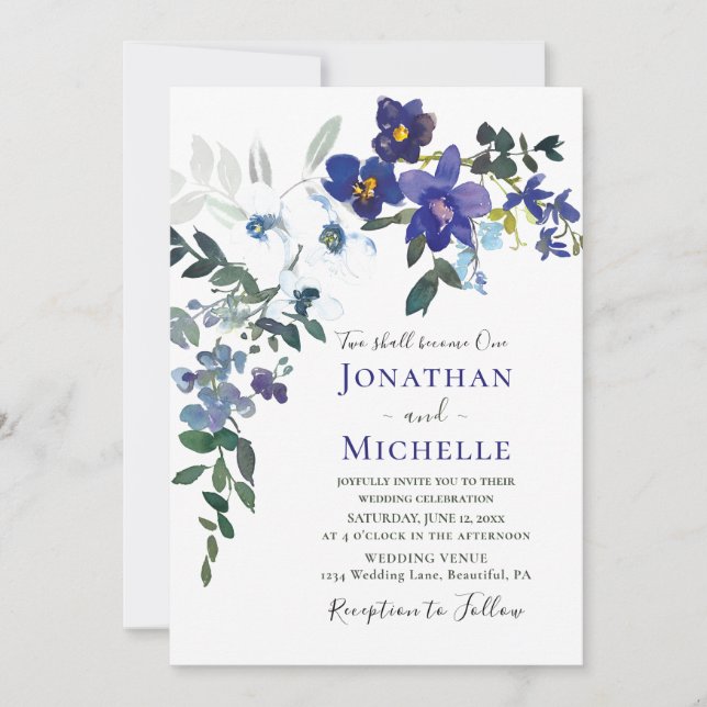 Purple White Orchids Floral Christian Wedding Invitation (Front)