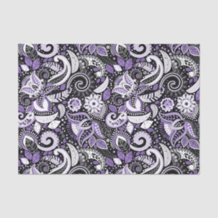 Purple White Paisley Print Elegant Birthday Party Tissue Paper