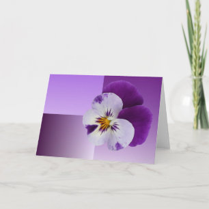 Purple white pansy cutout card