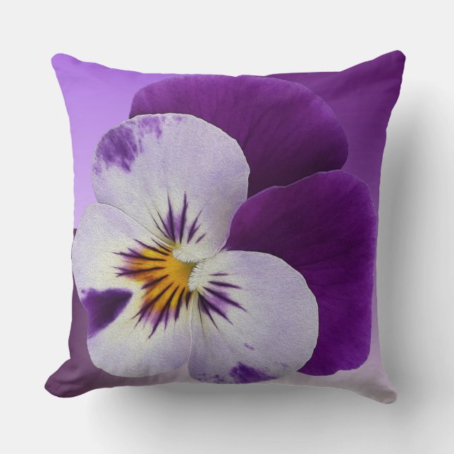 Purple white pansy cutout cushion (Front)