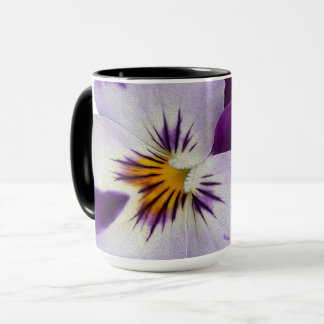 Purple white pansy cutout mug